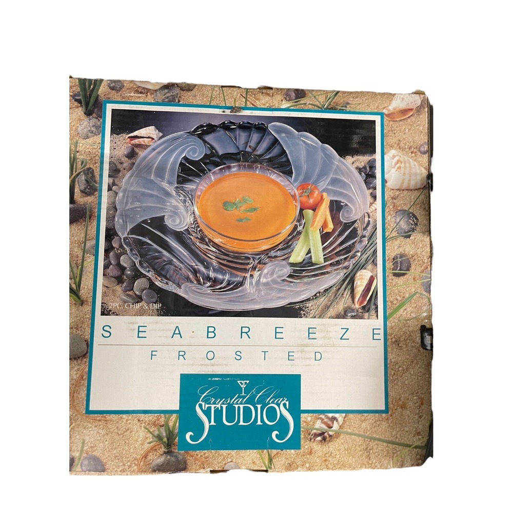 Vintage Crystal Clear Studios - Seabreeze Frosted Crystal Chip Tray - 13" - NIB